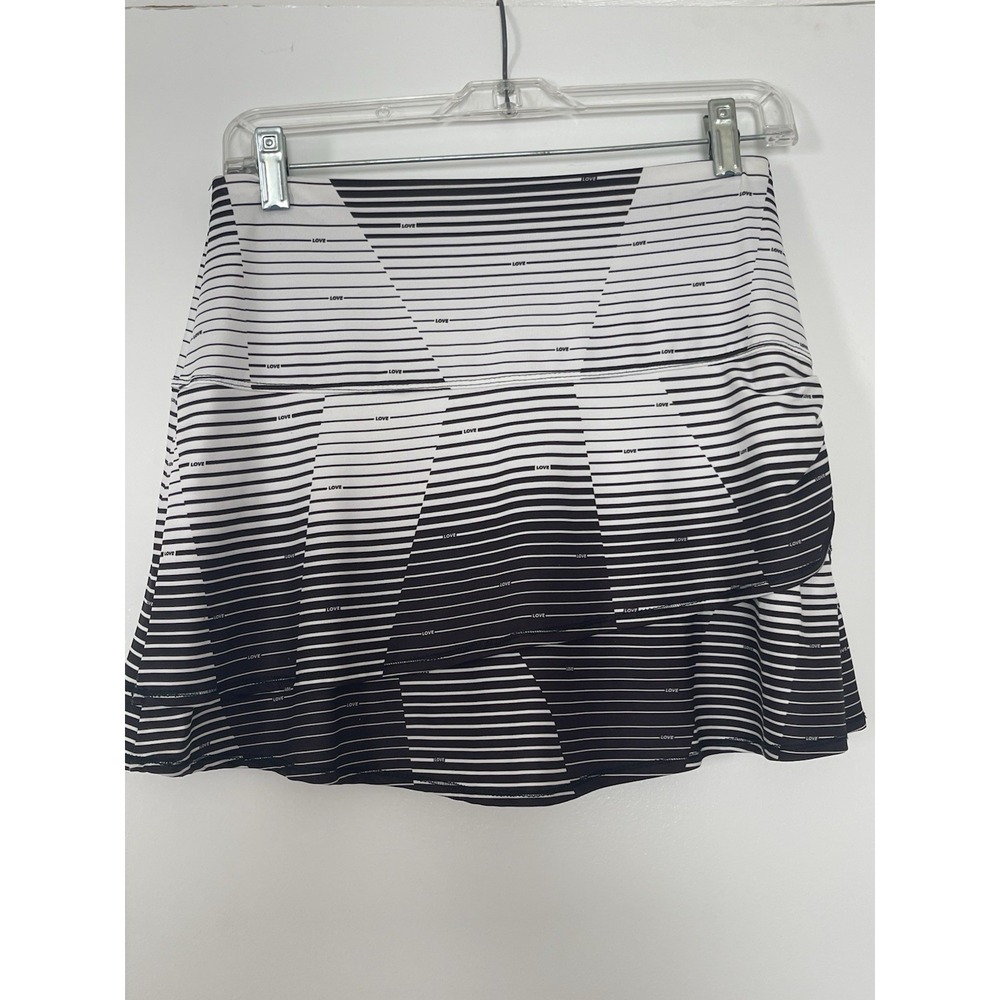 Lucky In Love Black & White‎ Abstract Stripe Love Print Athletic Skort  S 4-6